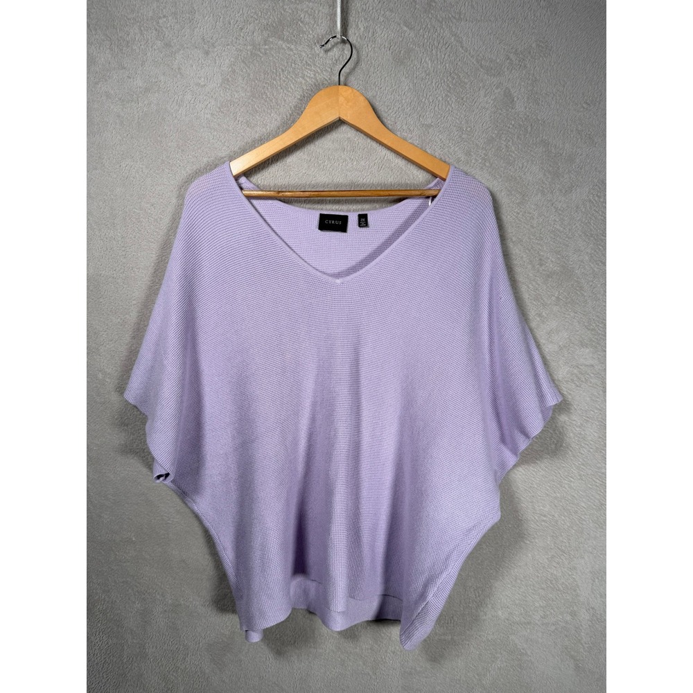 Cyrus Womens 2X Lavender Purple V-Neck Waffle Knit Dolman Sleeve Top C292237HWM